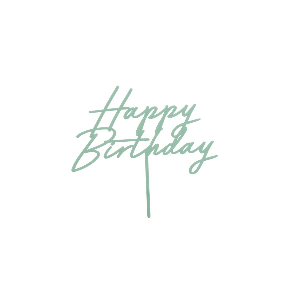 Cake topper acrylique pour gâteau ''Happy Birthday'' - vert