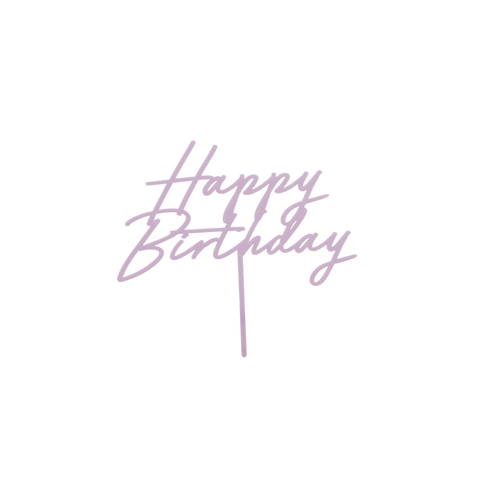 Cake topper acrylique pour gâteau ''Happy Birthday'' - violet