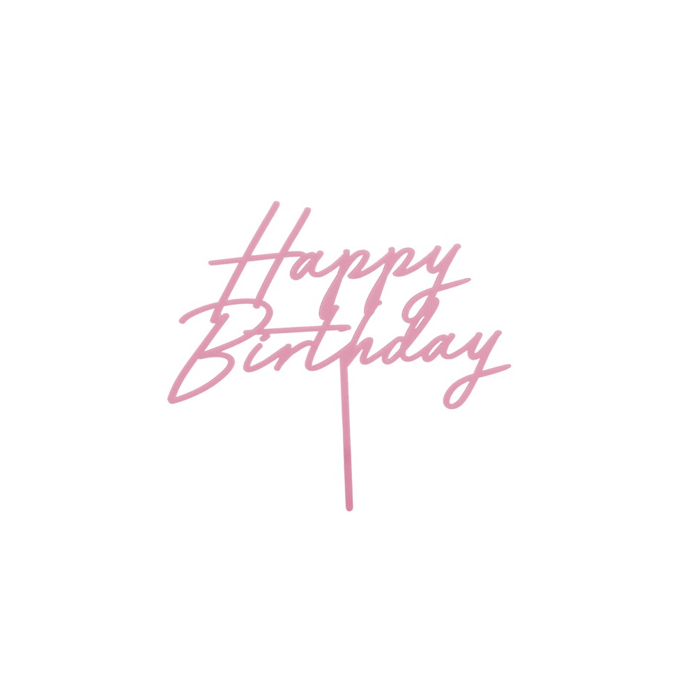 Cake topper acrylique pour gâteau ''Happy Birthday'' - rose clair