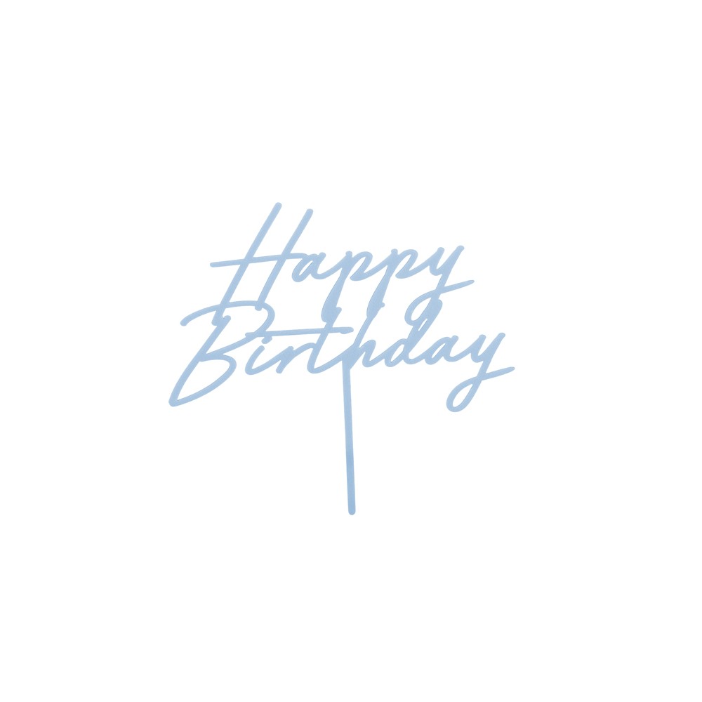 Cake topper acrylique pour gâteau ''Happy Birthday'' - bleu brumeu