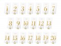20 Numéros de table transparents - or