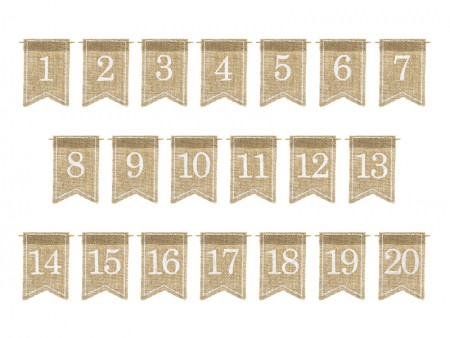 20 Numéros de table en jute