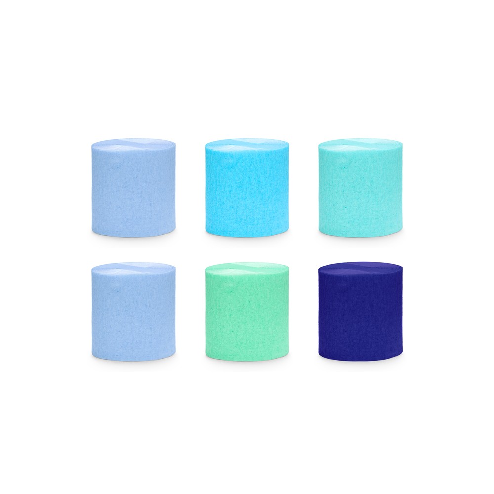 6 Papier crépon 5cm/10m - set de 6 pcs. Mix bleu