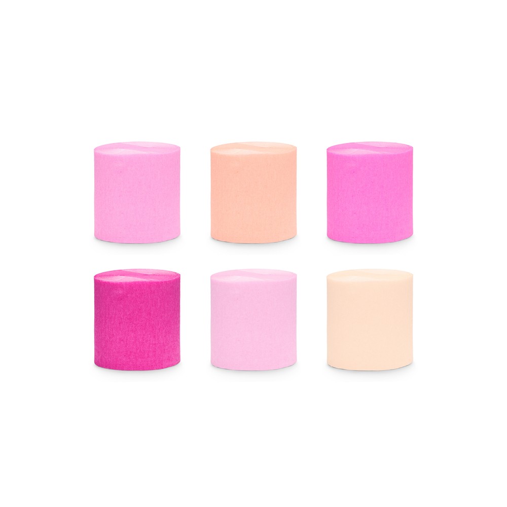 6 Papier crépon 5cm/10m - ensemble de 6 - mix rose
