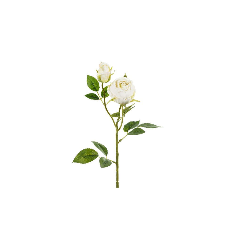 Fleur artificielle - Rose avec deux boutons - crème claire