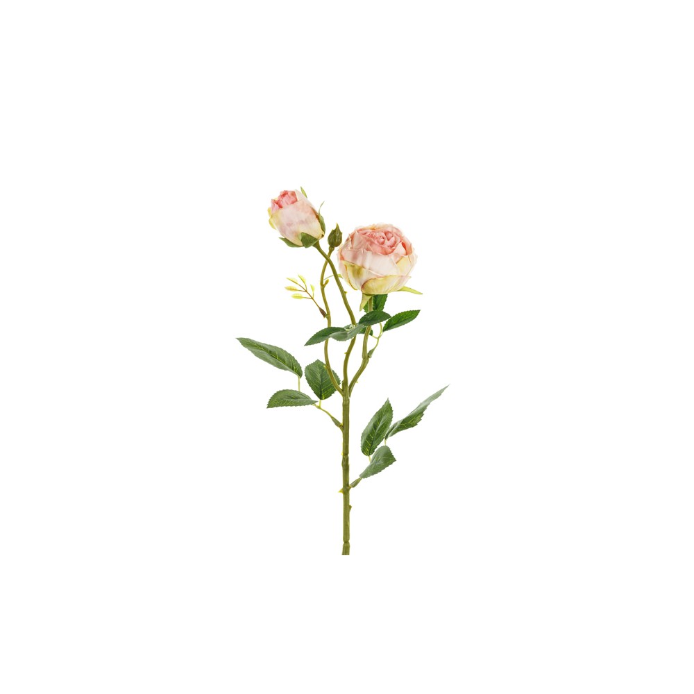 Fleur artificielle - Rose avec deux boutons - rose poudré