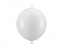 20 ballons en latex à relier – Blanc pur – Finition métallisée – 28 cm