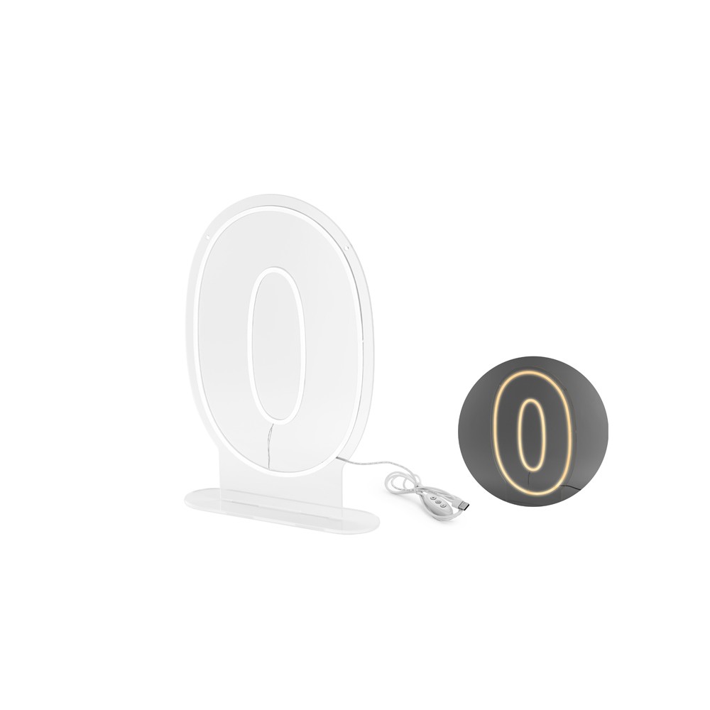 Néon LED - Chiffre '0' - blanc - 50cm