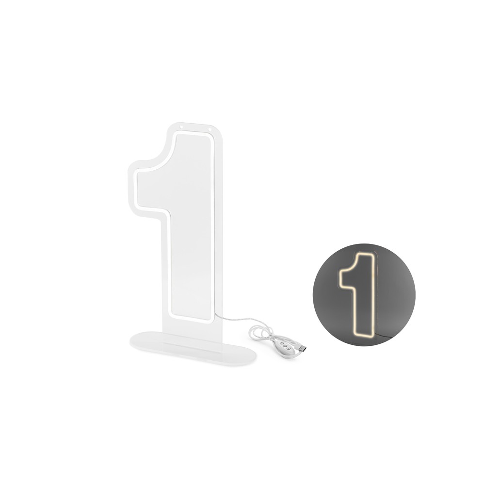 Néon LED - Chiffre '1' - blanc - 50cm