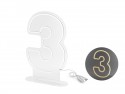 Néon LED - Chiffre '3' - blanc - 50cm
