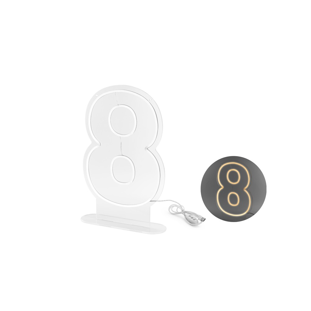 Néon LED - Chiffre '8' - blanc - 50cm