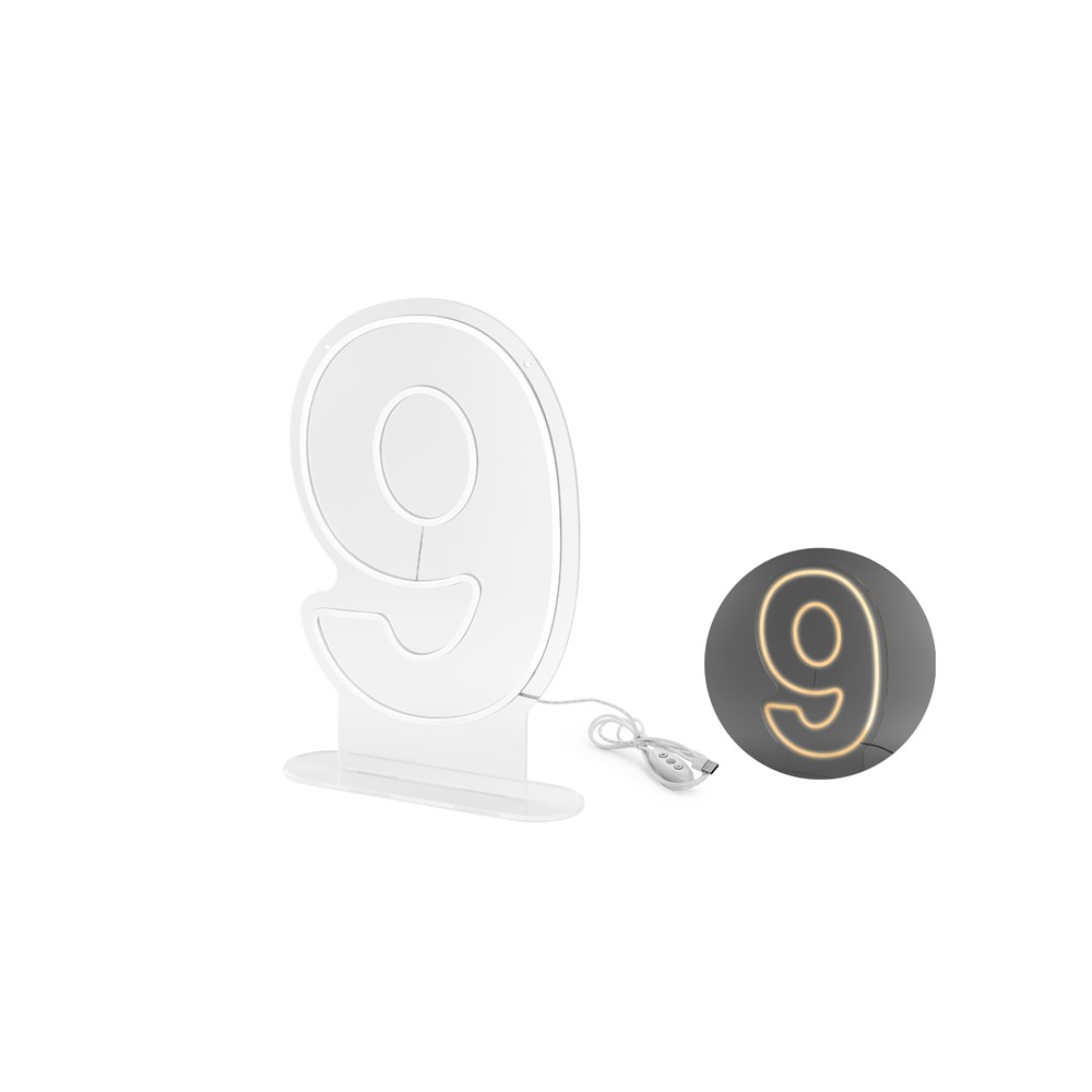Néon LED - Chiffre '9' - blanc - 50cm