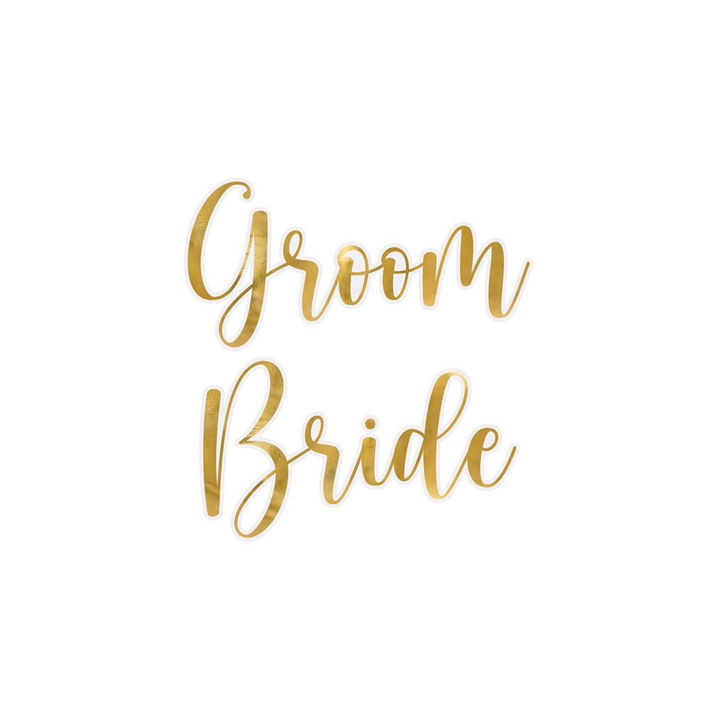 2 Autocollants pour verres ''Bride & Groom'' - or