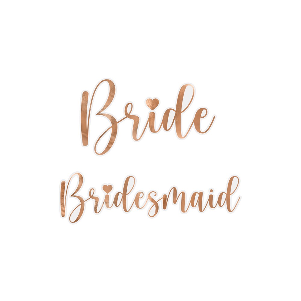 6 Autocollants ''Bride & Bridesmaid'' - or rose