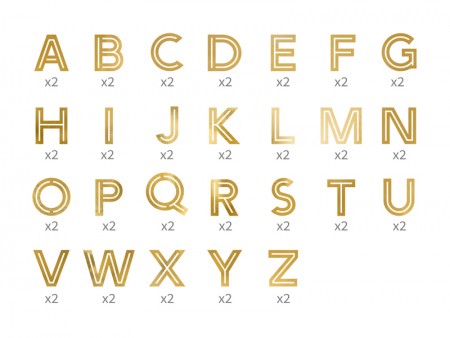 6 Autocollants Alphabet - or