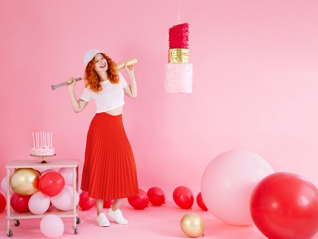Ballon rond 1m - Rouge Pastel