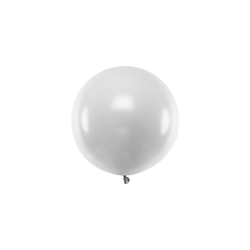 1 ballon rond en latex – Argent neige – Finition métallisée – 60 cm