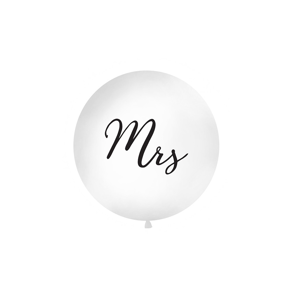 1 ballon rond en latex « Mme » – Blanc et noir – 1 m