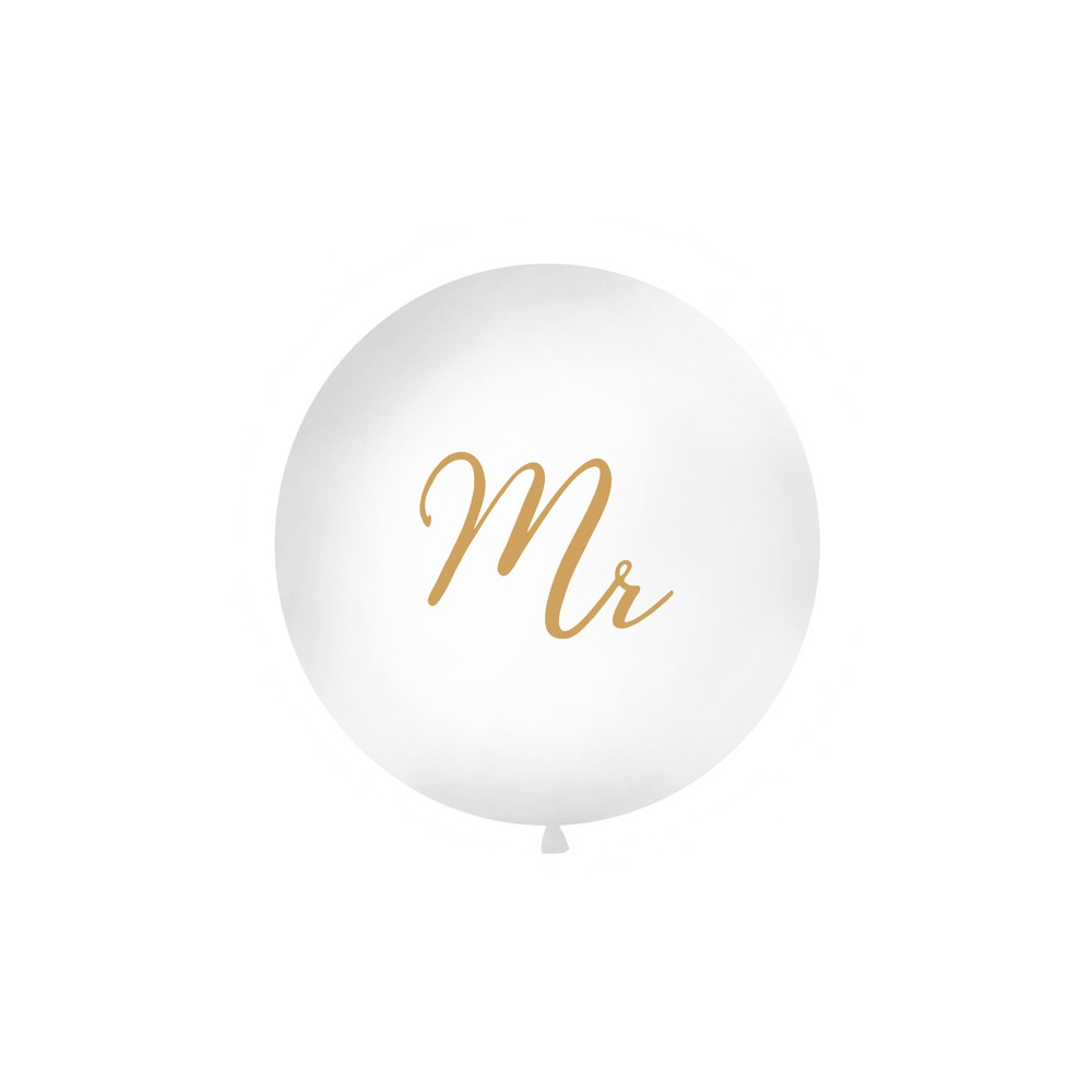 1 ballon rond en latex « Mr » – Blanc – 1 m