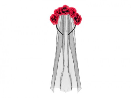 Serre-tête avec voile et roses