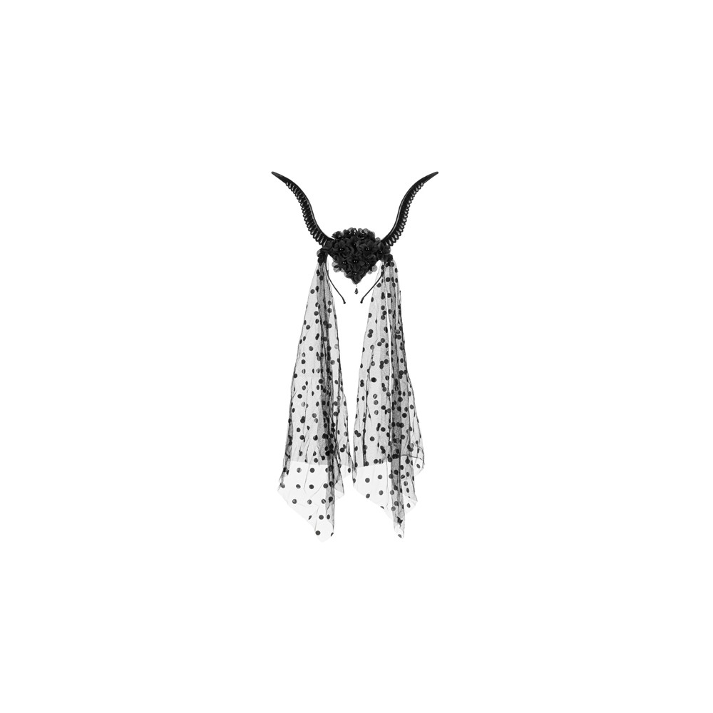 Bandeau Cornes de Diable avec Tulle - Noir