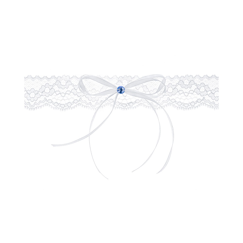 Jarretière dentelle avec son joli nœud - blanche