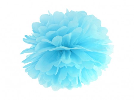 Pompon en papier bleu ciel - 25cm