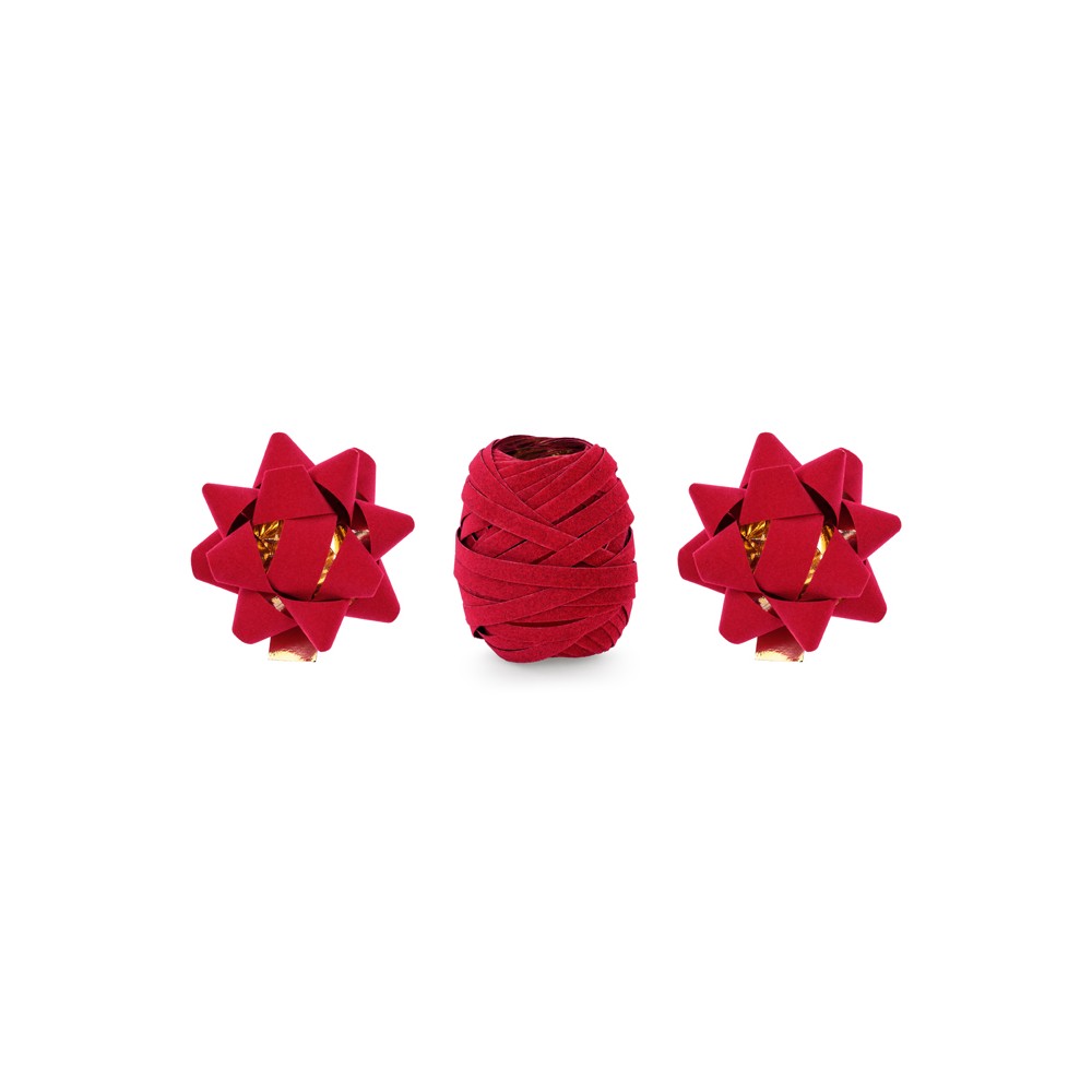 3 Set de Rubans tissu et rosettes en velours - rouge