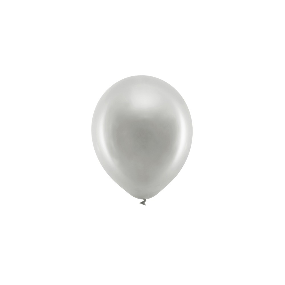 100 Ballons Rainbow 23 cm - métallisés - argent