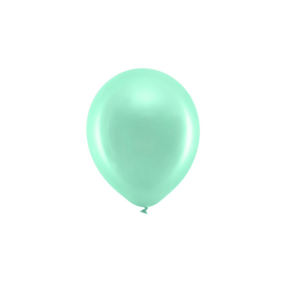 100 ballons en latex – Vert menthe – Finition métallisée – 30 cm