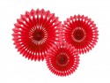 3 Rosettes décoratives - rouge - 20 -30 cm