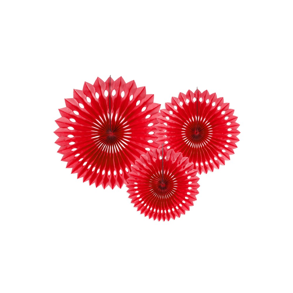 3 Rosettes décoratives - rouge - 20 -30 cm