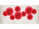 3 Rosettes décoratives - rouge - 20 -30 cm