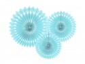 3 Rosettes décoratives - bleu clair - 20 -30cm