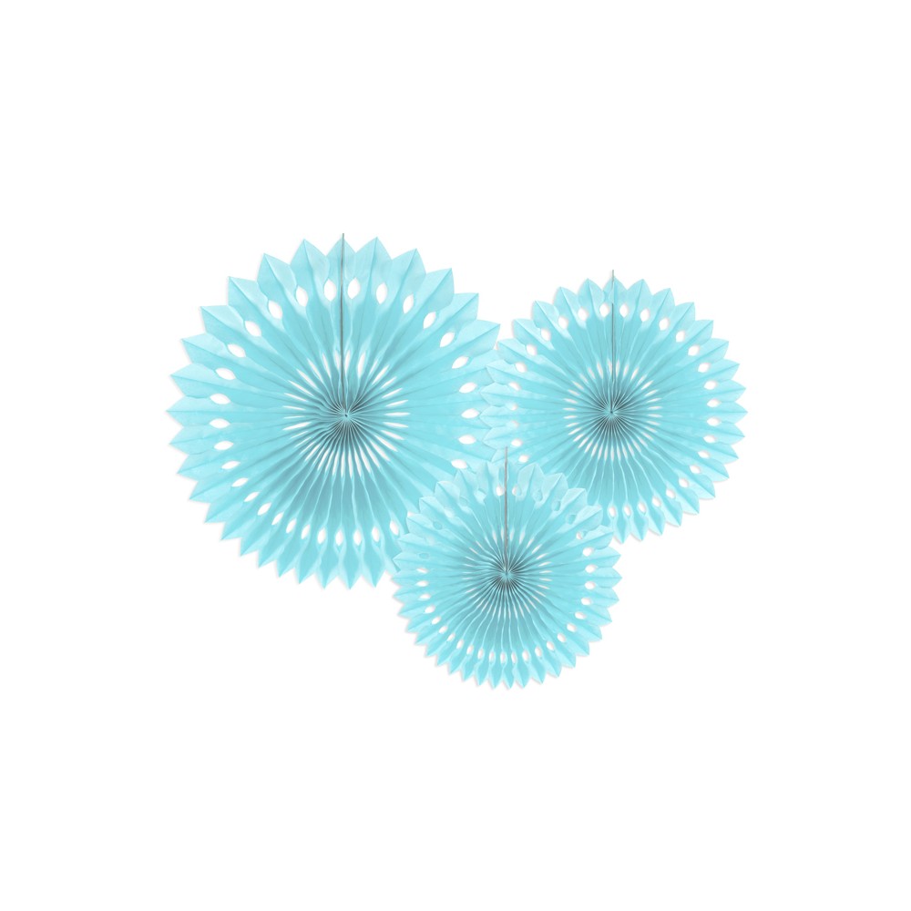 3 Rosettes décoratives - bleu clair - 20 -30cm