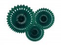 3 Rosettes décoratives - vert foncé - 20 -30cm