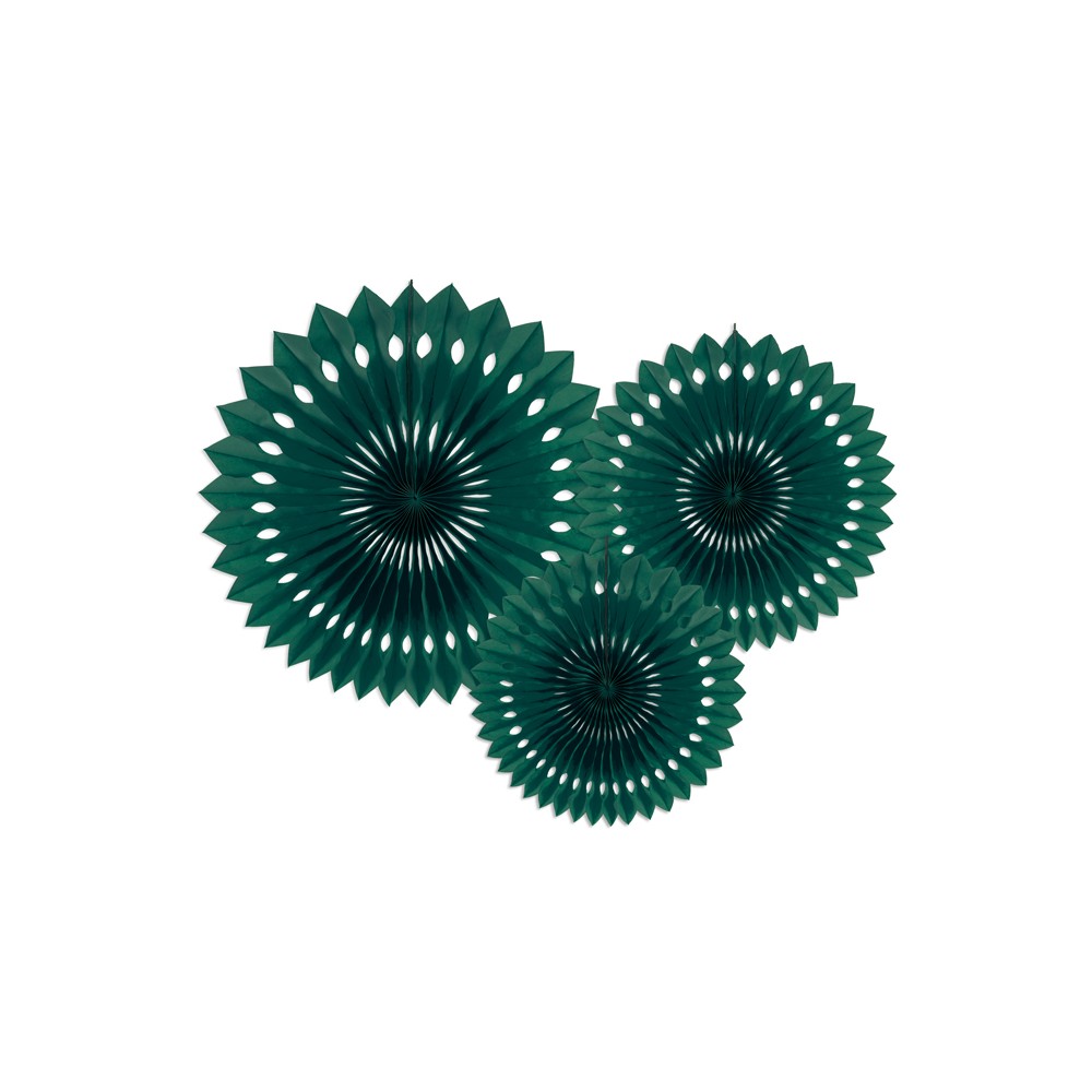 3 Rosettes décoratives - vert foncé - 20 -30cm