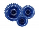 3 Rosettes décoratives - bleu marine - 20 -30cm