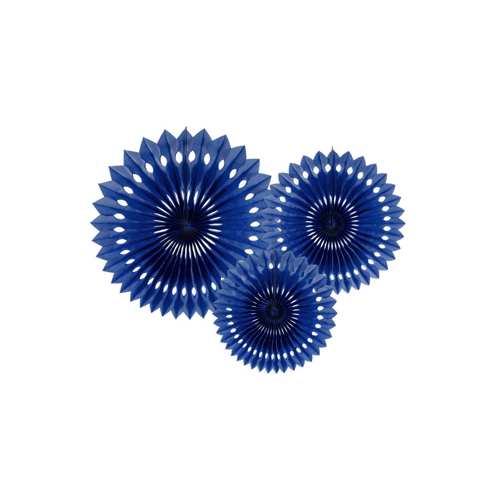 3 Rosettes décoratives - bleu marine - 20 -30cm