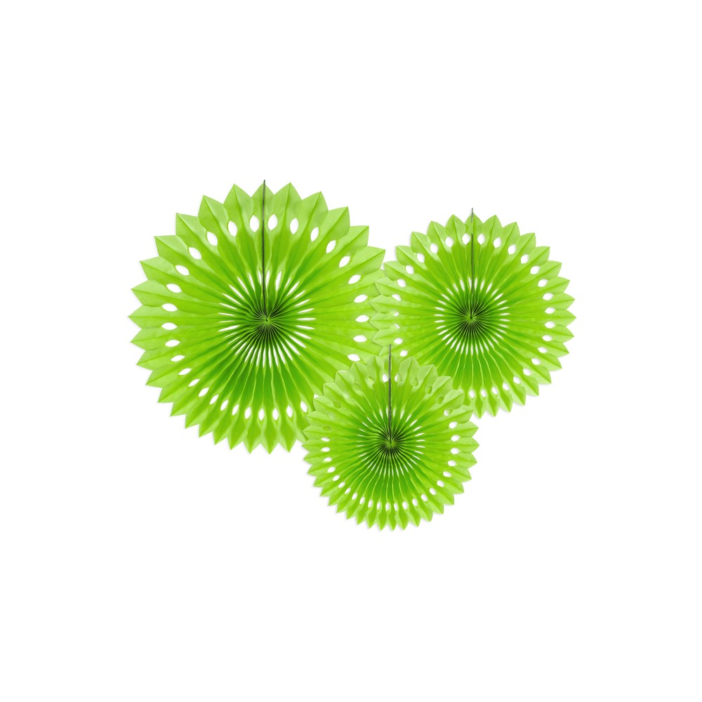 3 Rosettes décoratives - vert pomme - 20 -30cm