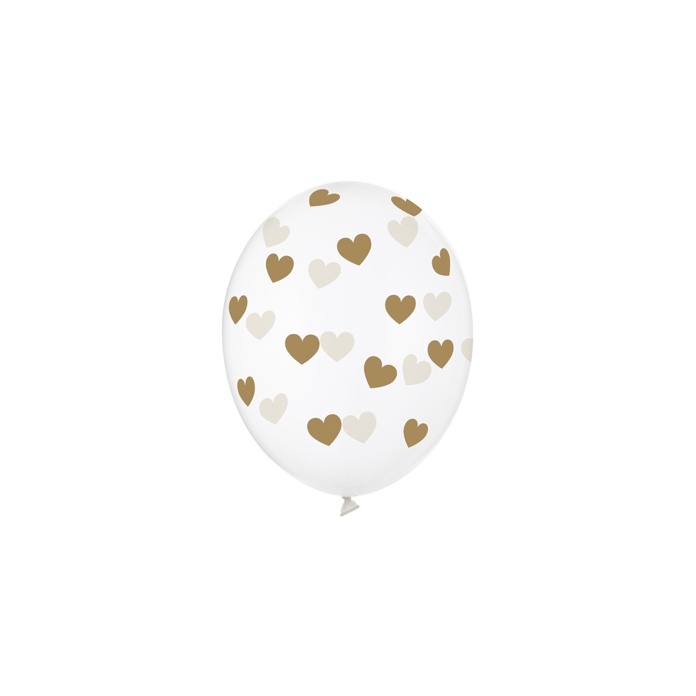 6 Ballons 30 cm - Coeurs - Cristal clair