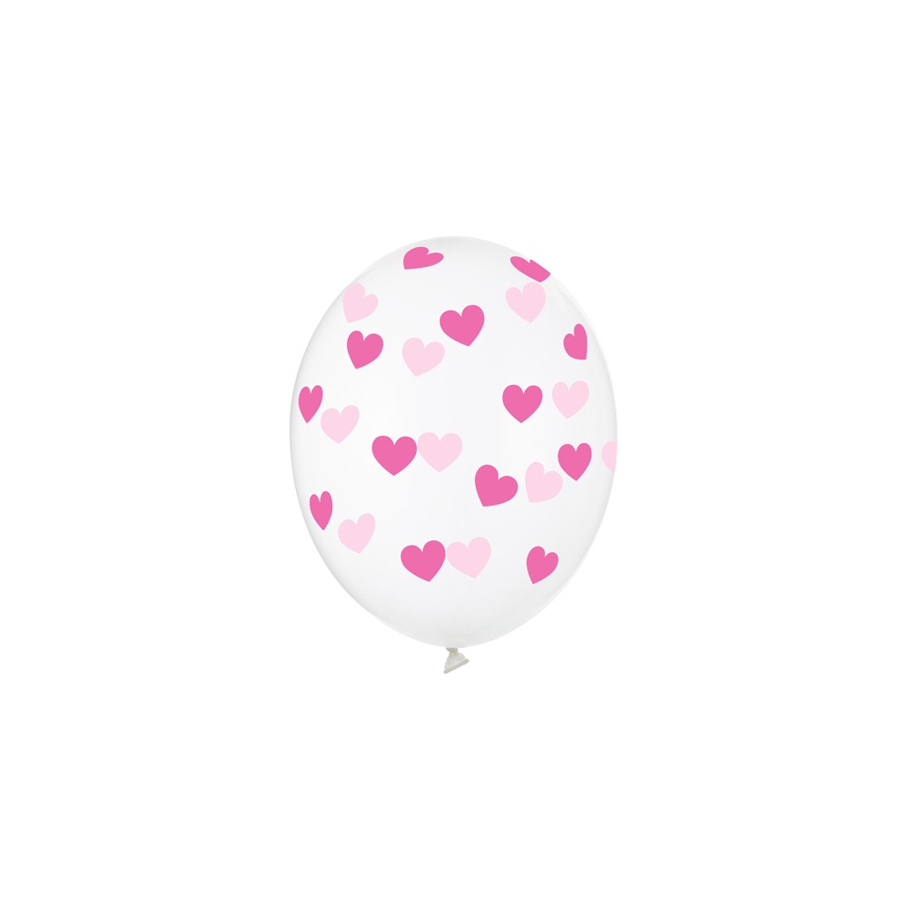 6 Ballons 30 cm - Coeurs - Cristal clair