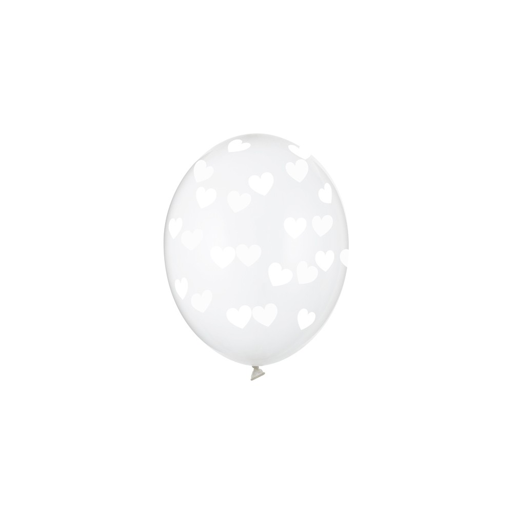 6 Ballons 30 cm - Coeurs - Cristal clair