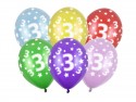 6 Ballons 30 cm - 3ème Anniversaire - Méllange métallique