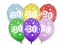 6 Ballons 30 cm - 30ème anniversaire - Méllange métallique