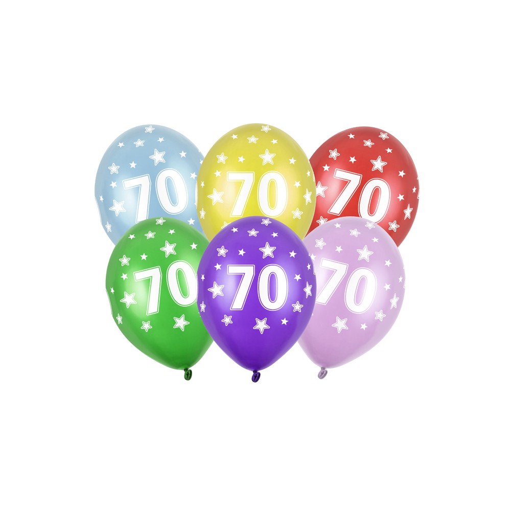 50 Ballons 30 cm - 70ème Anniversaire - Méllange métallique
