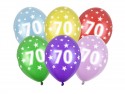 6 Ballons 30 cm - 70ème Anniversaire - Méllange métallique