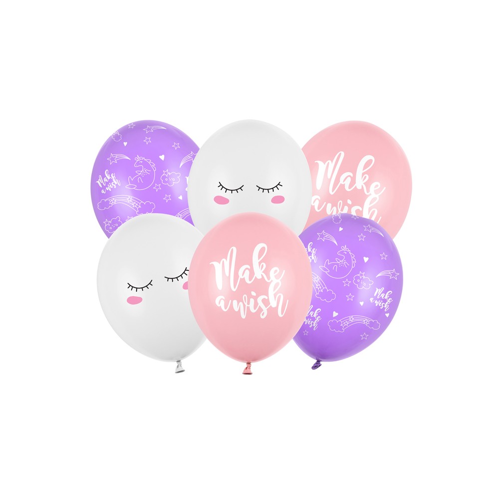 6 Ballons 30 cm - Licorne - mix