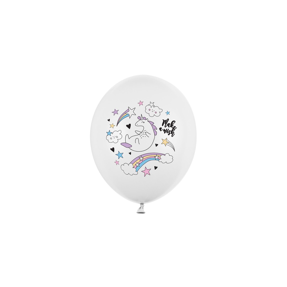 6 Ballons 30 cm - Licorne - Blanc pur pastel