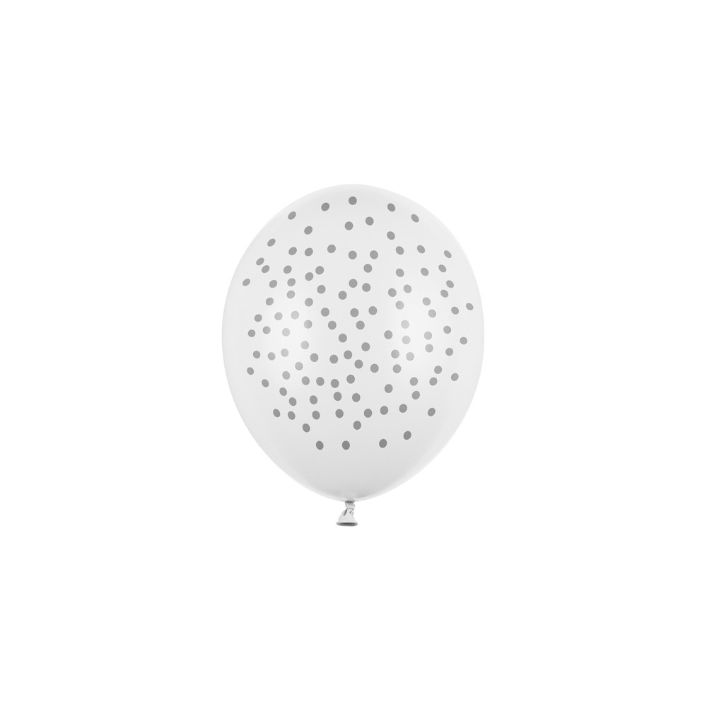 50 Ballons 30 cm - Pois - Blanc pur pastel